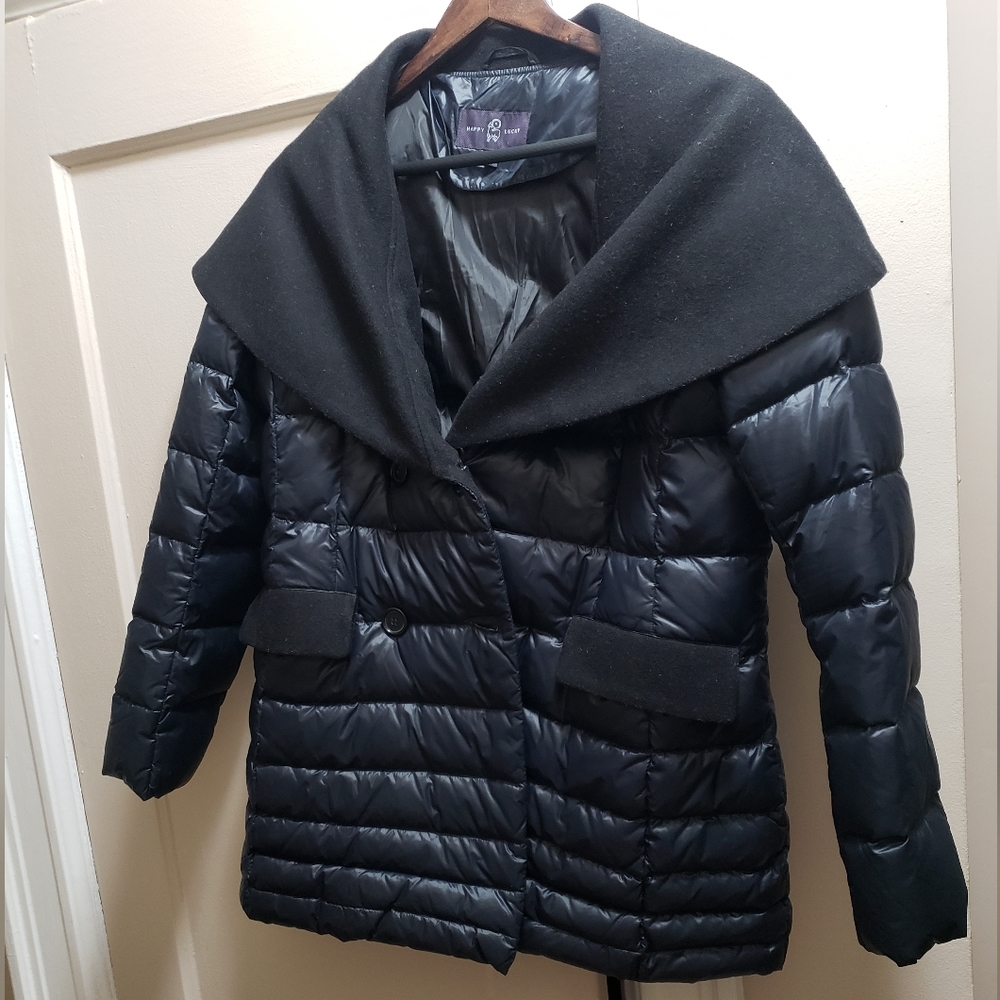 HAPPY GOAT LUCKY Navy Blue Wool/Puffer Coat NWOT Size XL